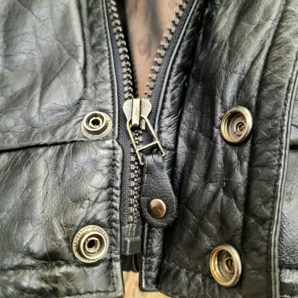 VINTAGE 90s EXPRESSIONS LEATHER BOMBER BLACK , MENS 42-44